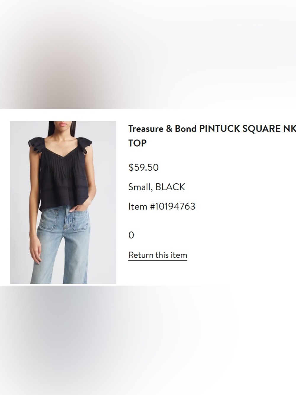 Treasure & Bond Black Pintuck Ruffle Tie-Back